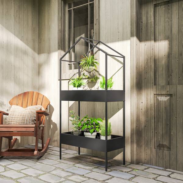 Plantenstandaard 84H-517V00BK zwart - metaal - 35 x 150 x 75 cm