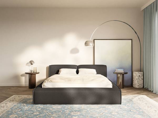 Polsterbett TILVES SLIM Graphit - Liegefläche Breite: 200 cm