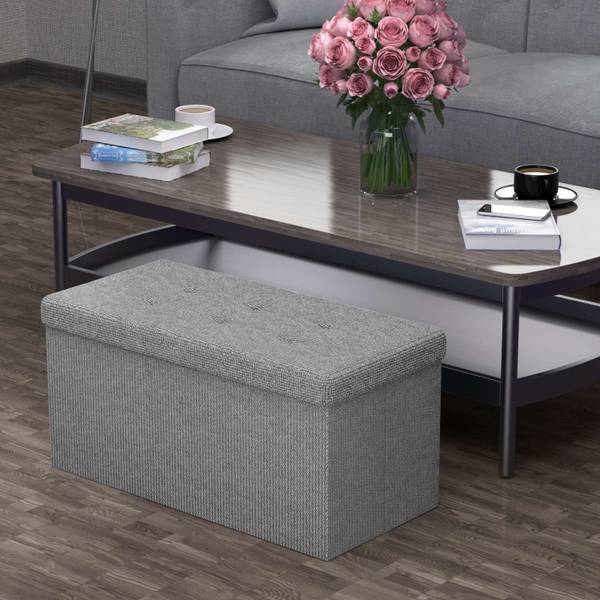 Sitzbank Sitzhocker Sitzwürfel Fußhocker Grau - Textil - 38 x 38 x 76 cm
