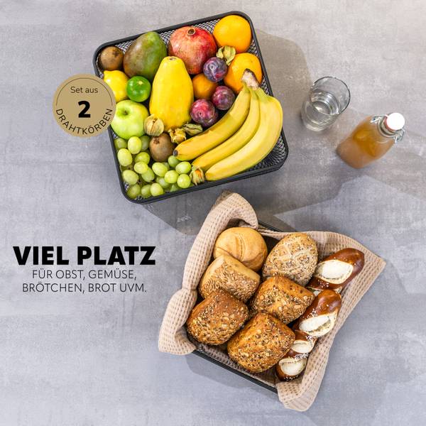 Obstkorb 70435 (2er-Set) Schwarz - Metall - 31 x 6 x 31 cm