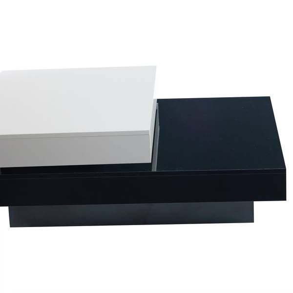 Drehbar Couchtisch Ourea Ⅱ Schwarz - Weiß - Holzwerkstoff - 60 x 36 x 103 cm