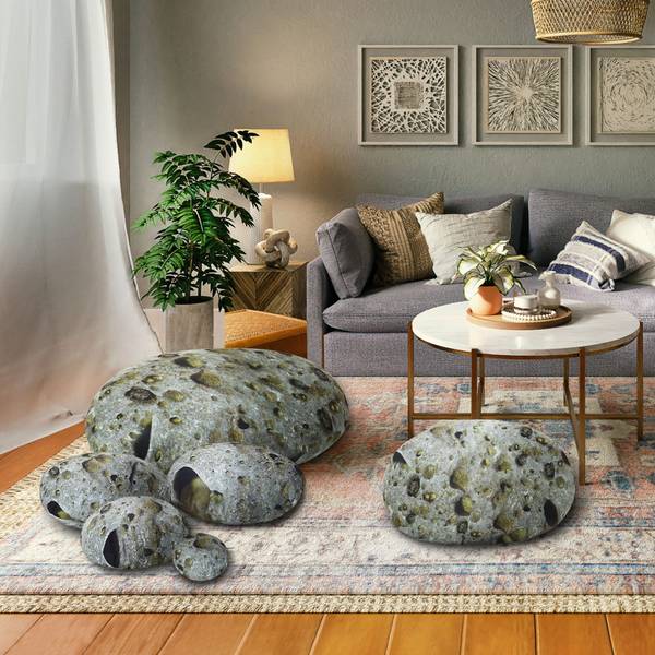 Dekokissen SPACE 7er Set Grau - Textil - 20 x 15 x 40 cm