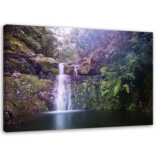 Wandbild wasserfall im wald 90 x 60 cm