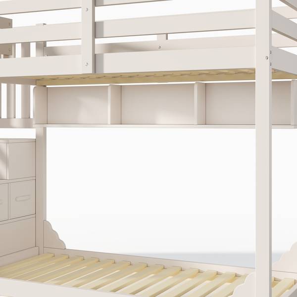 Etagenbett LucyWoody Ⅰ Weiß - Holzwerkstoff - 95 x 145 x 253 cm