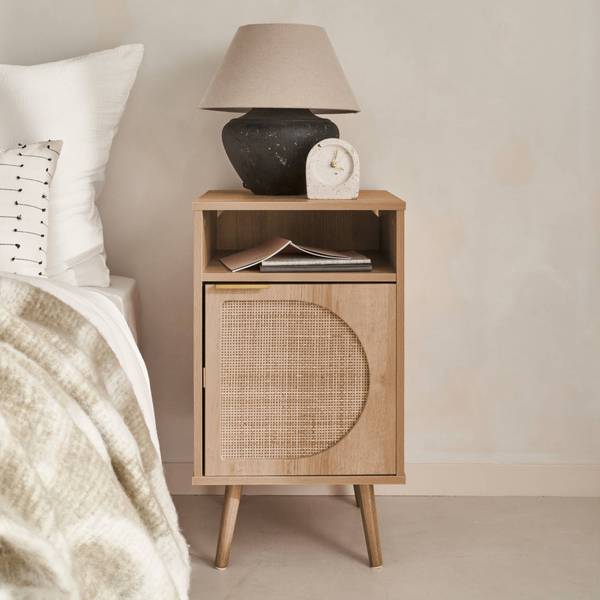 Nachttisch Eva Beige - Holz teilmassiv - 39 x 70 x 40 cm