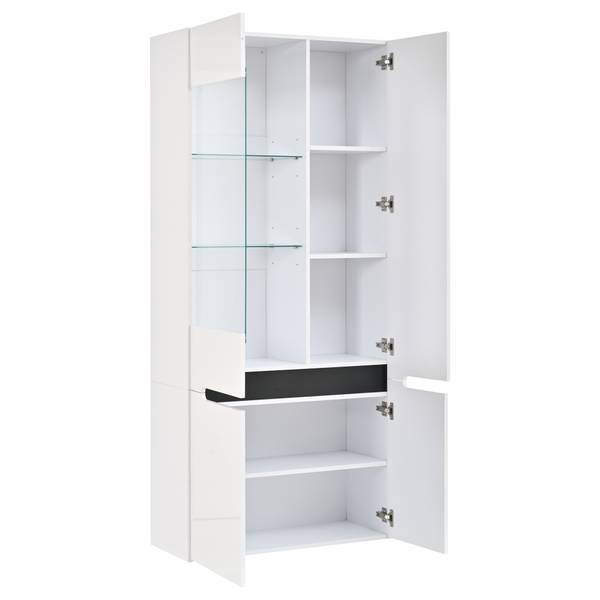 Vitrine Ourea Ⅴ Weiß - Holzwerkstoff - Glas - 80 x 180 x 35 cm