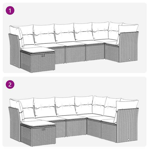 Garten-Lounge-Set 3036405-4 7-teilig Beige - Creme