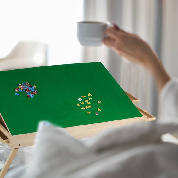 Puzzletisch mit 4 Schubladen Braun - Grün - Gelb - Filz - 111 x 35 x 67 cm