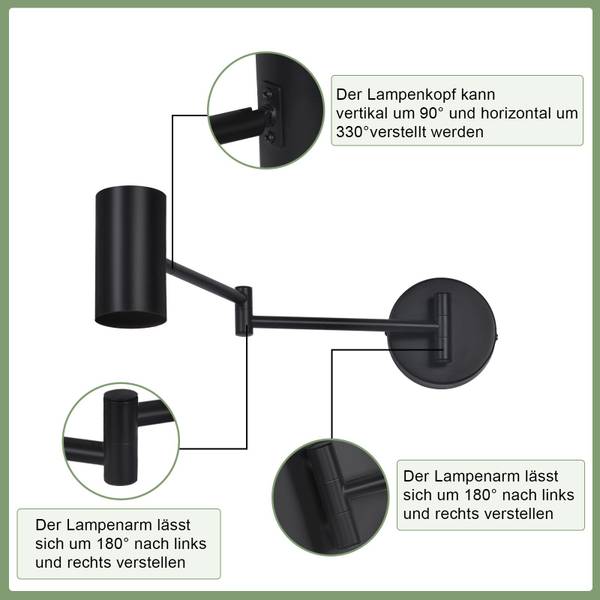 Wandlamp Levin II Ii(set van 2) zwart - metaal - 10 x 50 x 10 cm
