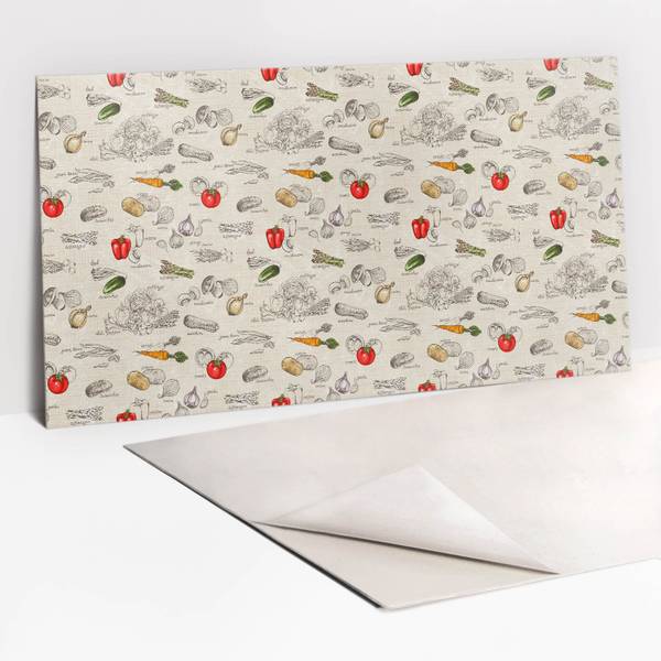 Selbstklebendes Wandpaneel Gemüse Polyester PVC - 100 x 50 x 0 cm