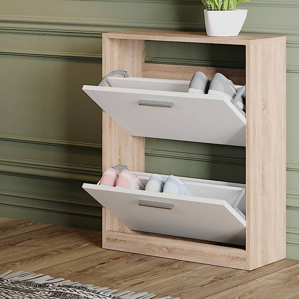 Schoenenkast Gizmo 49407 Sonoma eikenhouten look - wit