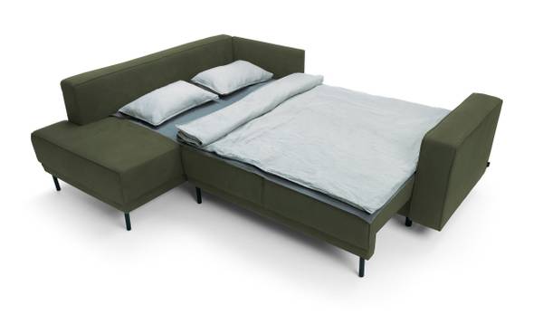 Ecksofa RODARIO Dunkelgrün - Massivholz - Holz teilmassiv