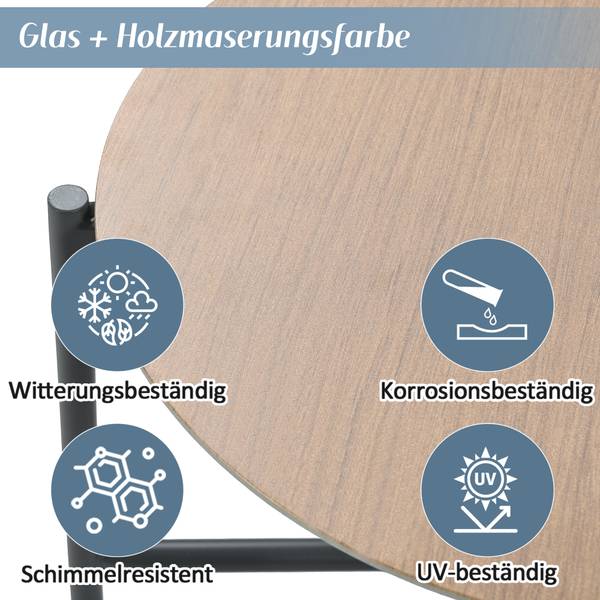 Gartenmöbel-Set WoodyMeta 3-teilig Grau - Glas - Metall - Kunststoff - 183 x 63 x 121 cm