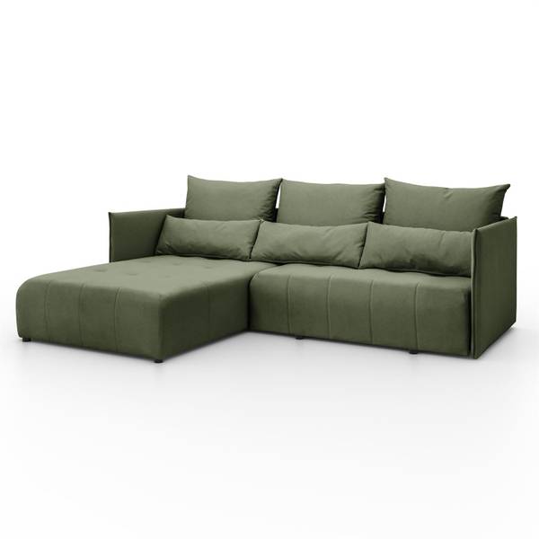 Ecksofa APOLLO L mit Schlaffunktion Grün - Polyester - 246 x 93 x 188 cm