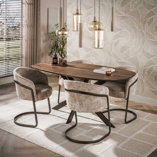 Esszimmertisch SOLID Braun - Holz teilmassiv - 150 x 77 x 90 cm