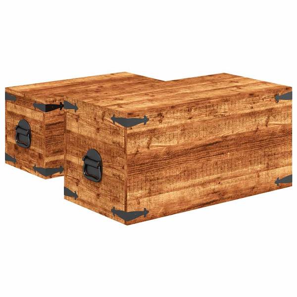 Truhe 241634 (2-teilig) Braun - Mango - 35 x 35 x 70 cm