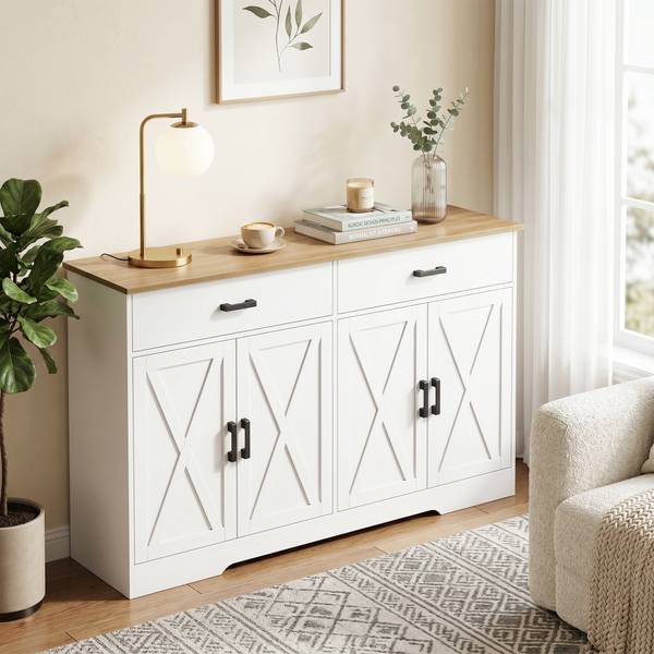 Sideboard 83A-534V90WT Weiß - Zink - 39 x 81 x 140 cm