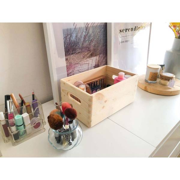 Caisse en bois de rangement 30 x 20 x 14 Beige - Bois manufacturé - 30 x 14 x 20 cm