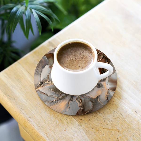 GLASUNTERSETZER Abstrakt 6er-Set Grau - Kork - 10 x 1 x 10 cm