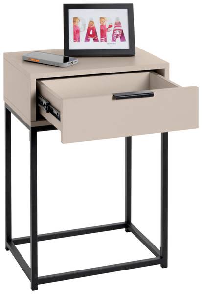 Nachtkästchen ILVA Beige - Schwarz - Holzwerkstoff - Metall - 40 x 60 x 28 cm
