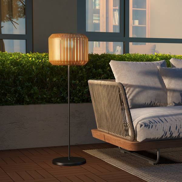Rattan Solarleuchte 867-152V00YL Gelb - Stahl - Polyethylen - 34 x 130 x 34 cm