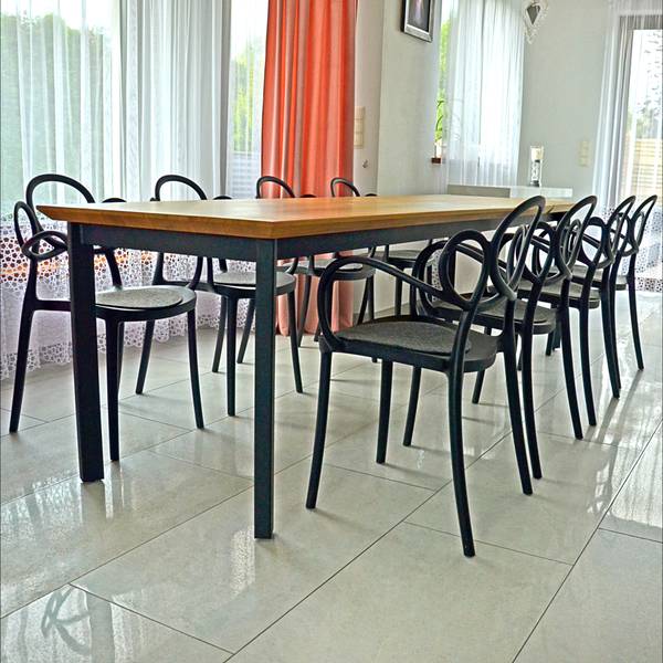 Ausziehbarer mit Eichenholzplatte ATTON Breite: 160 cm