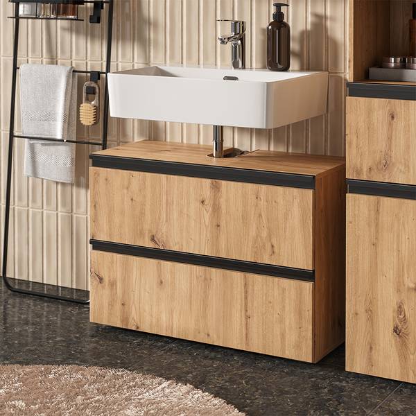 Wastafelonderkast Torren 58709 bruin - plaatmateriaal op houtbasis - 80 x 58 x 35 cm