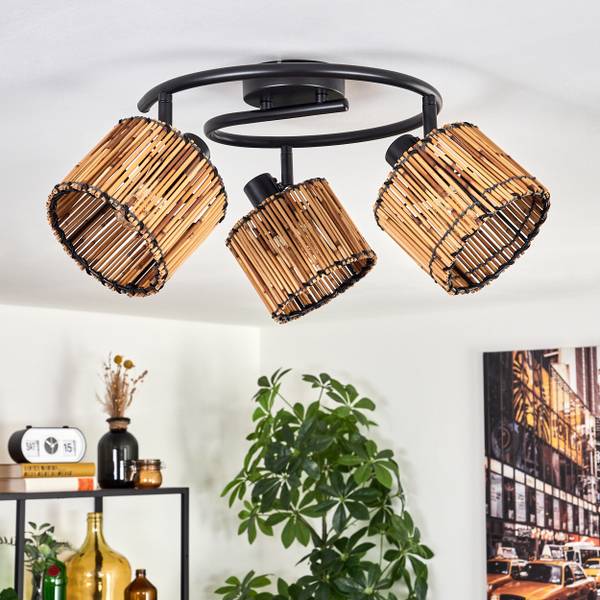 Deckenleuchte Obenetto Beige - Aluminium - Holzverbundwerkstoff - 46 x 24 x 40 cm