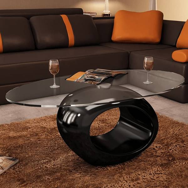 Table basse 297861 Noir - Verre clair - 65 x 40 x 115 cm