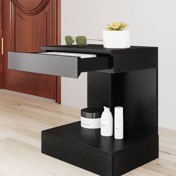 Nachttisch 831-935V90BK Schwarz - Holzwerkstoff - 30 x 46 x 40 cm