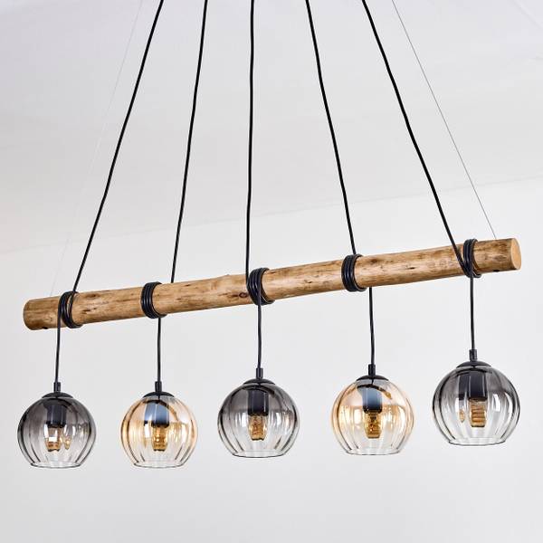 Pendelleuchte Cesaro Braun - Grau - Holzwerkstoff - Metall - 34 x 150 x 100 cm