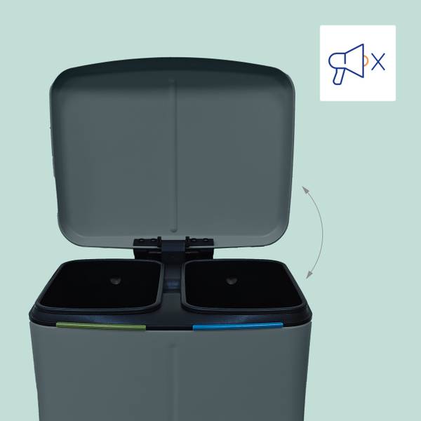 Prullenbak 2 vakken elk 20 liter grijs - zilver