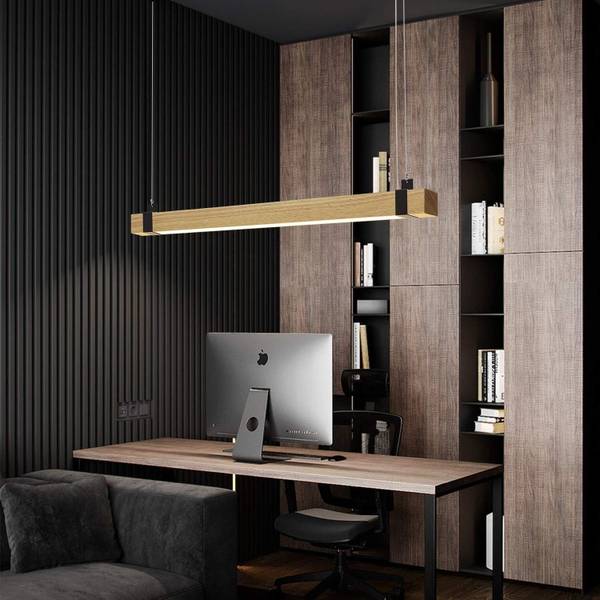 Suspension LED Valeska Marron - Bois manufacturé - 12 x 150 x 100 cm