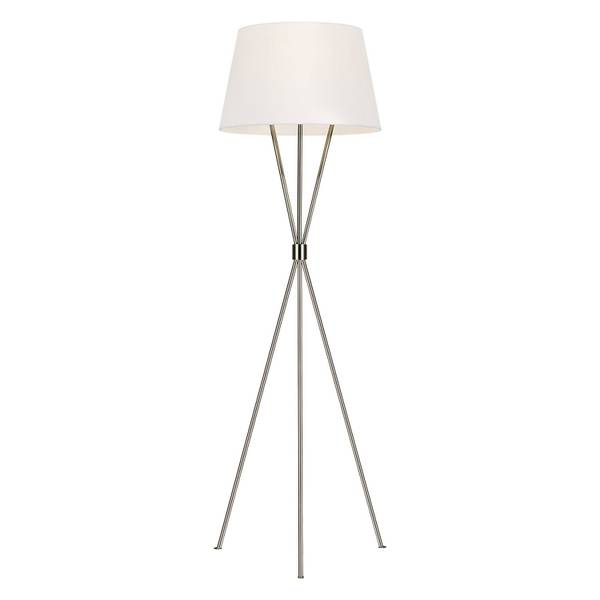 Lampe sur pied CESIA Argenté - Blanc - Métal - Textile - 47 x 139 x 47 cm