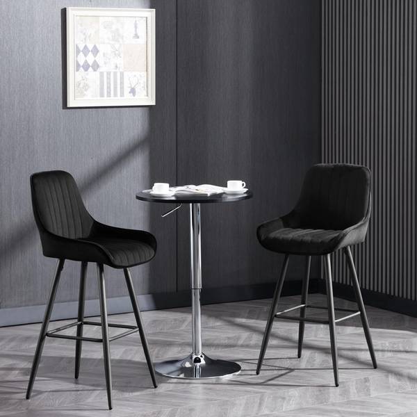 Barhocker Matt (2er Set) Schwarz - Samt - 46 x 106 x 49 cm