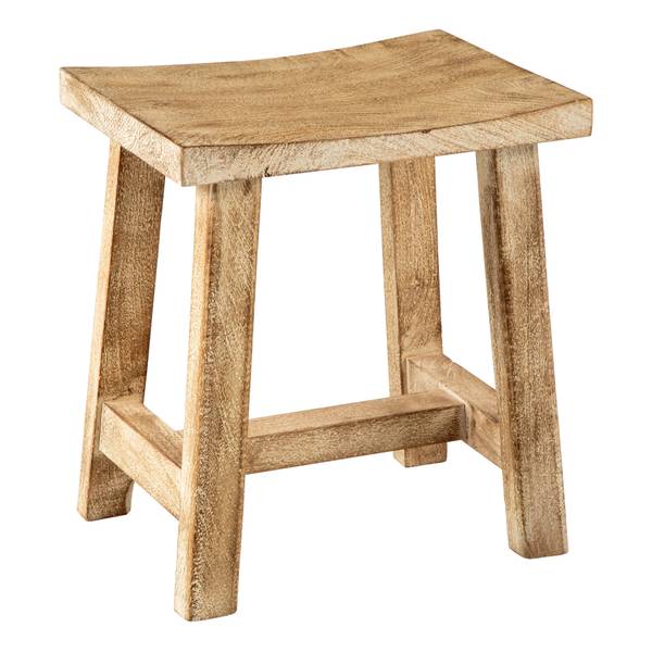 Hocker FINCA Beige - Braun - Weiß - Mango - 40 x 45 x 30 cm