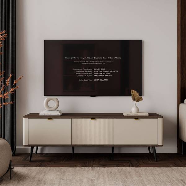 TV-Schrank AUTUMN Beige - Schwarz - Kaschmir - Nussbaum Dekor