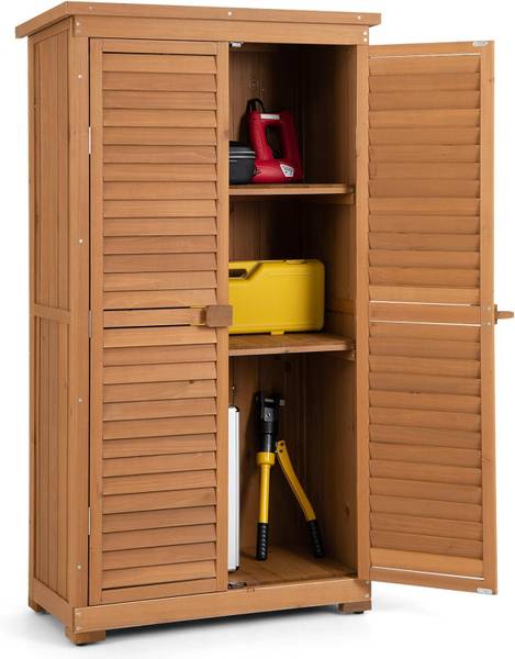 Gartenschrank Holz Braun - Massivholz - 42 x 160 x 87 cm
