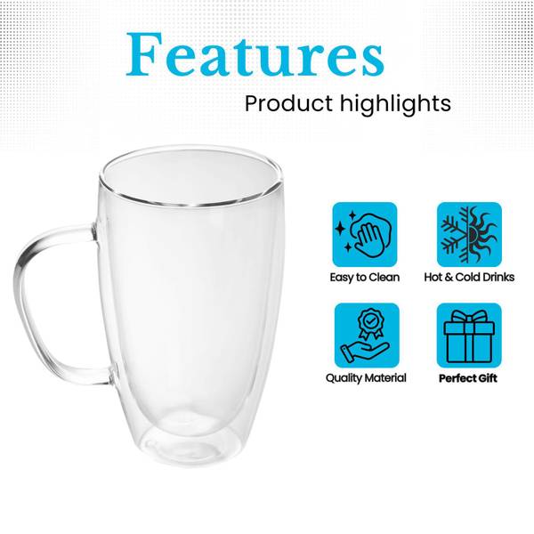 2x Thermo Glas Teeglas Kaffeeglas 400ml Glas - 18 x 11 x 26 cm