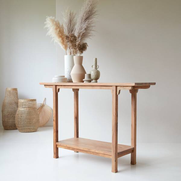Konsolentisch Elie Beige - Akazie - 120 x 80 x 38 cm