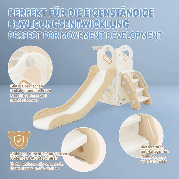 Kinderrutsche 3in1 ROM Beige - Kunststoff - 91 x 86 x 153 cm