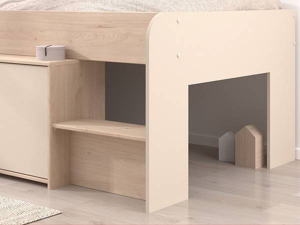 Halbhochbett LUNOBI Beige - Holz teilmassiv - 110 x 90 x 203 cm