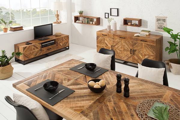 Esstisch INFINITY HOME Braun - Mango - Eisen - 200 x 76 x 100 cm