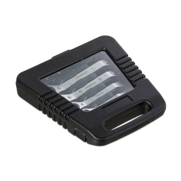 Ringratelsleutelset 6 delig zwart - zilver - staal - 23 x 4 x 23 cm