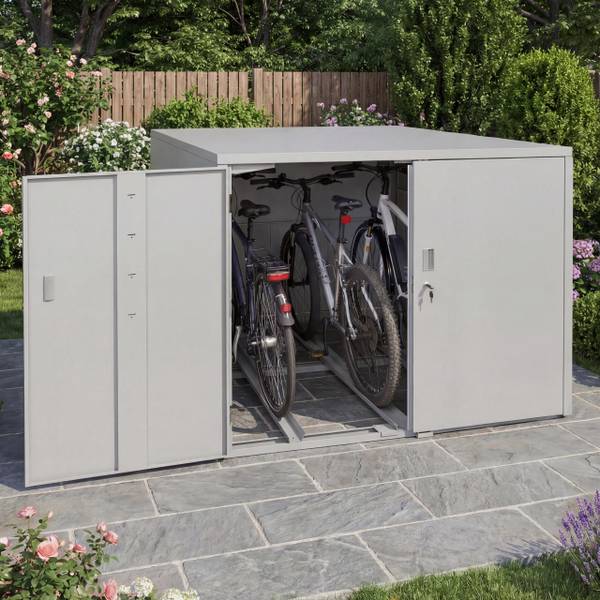 Fahrradgarage P93 Grau - Stahl - 148 x 124 x 208 cm