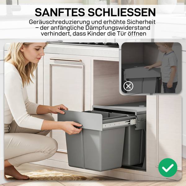 Abfallbehälter 851-075V01LG Grau - Kunststoff - 35 x 36 x 48 cm