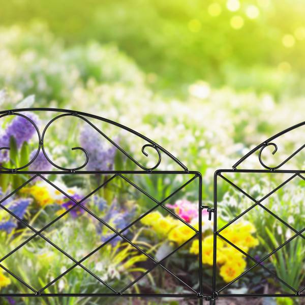 Barrière de jardin en métal à 6 éléments Noir - Fer - 55 x 40 x 1 cm