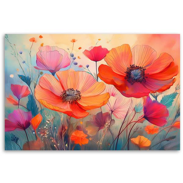 Wandbild blumen botanik mohnblumen 120 x 80 cm