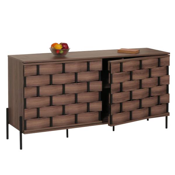 Sideboard Annetta Braun - Holzwerkstoff - Metall - 153 x 80 x 40 cm