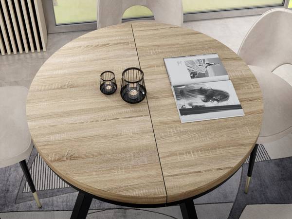 Ausziehbarer Esstisch Lume Braun - Eiche Sonoma Dekor - 100 x 100 cm - Durchmesser: 100 cm